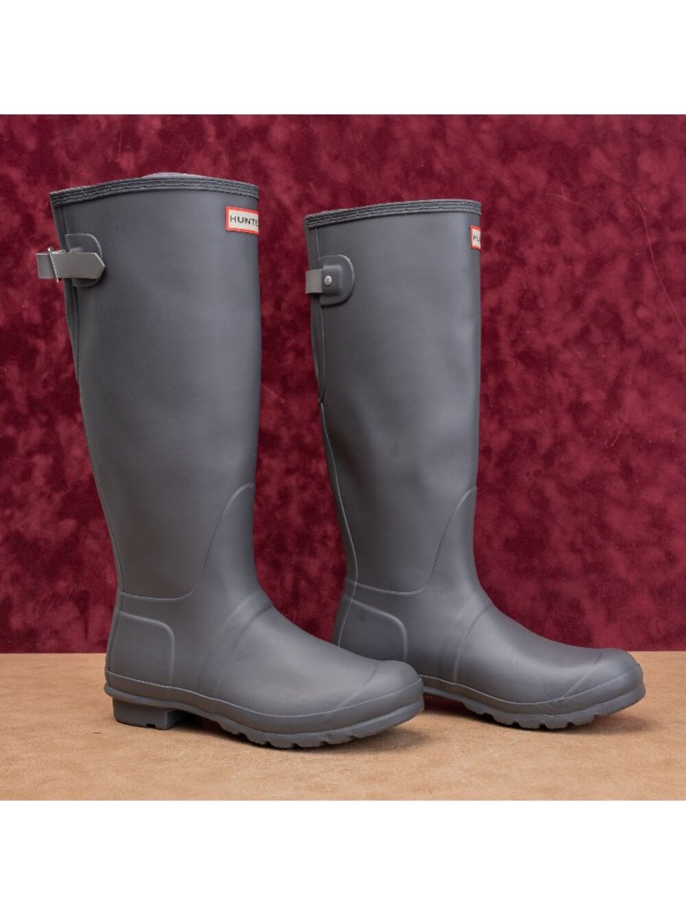Hunter Wmn Original Back Adjustable Grey Festival Wellies Rubber Boots 8US EUR39